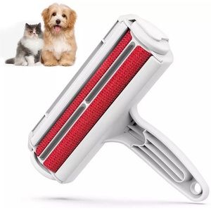 Reusable pet hair removal brush roller to remove dog & cat hair on surfaces.